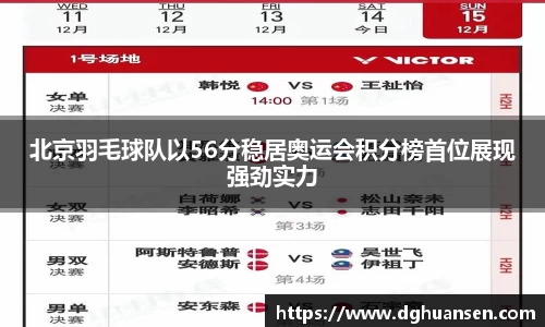 北京羽毛球队以56分稳居奥运会积分榜首位展现强劲实力